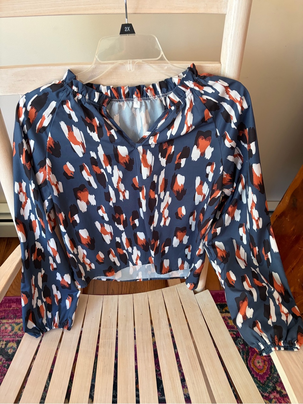 Women's Abstract Animal Print Long-Sleeve Blouse